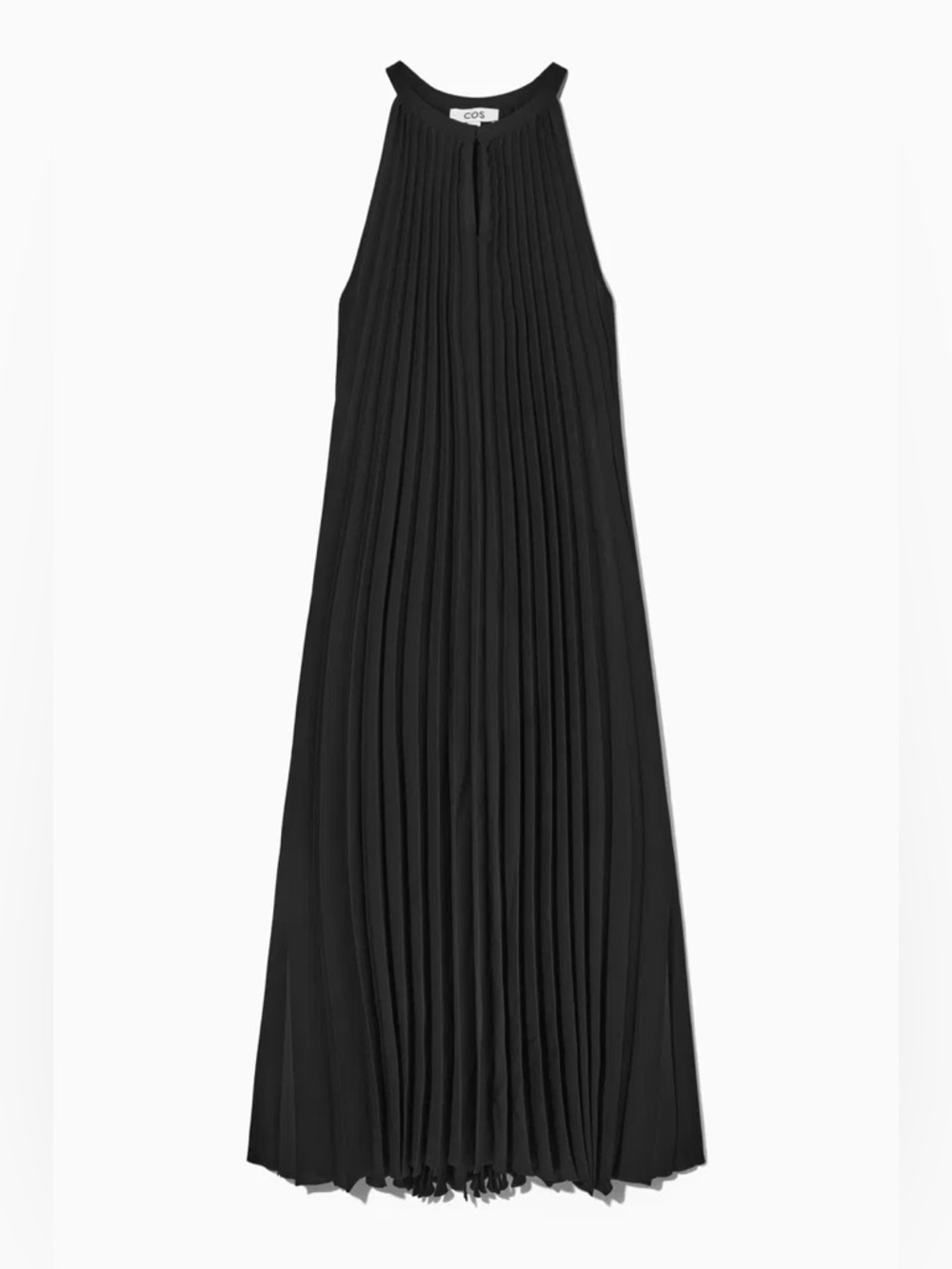 COS Black Pleated Halter-Neck Maxi Dress Sz 2